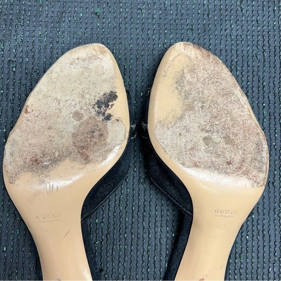 Gucci Black Heels with Gold and Brown Accents - Picture 10 of 12